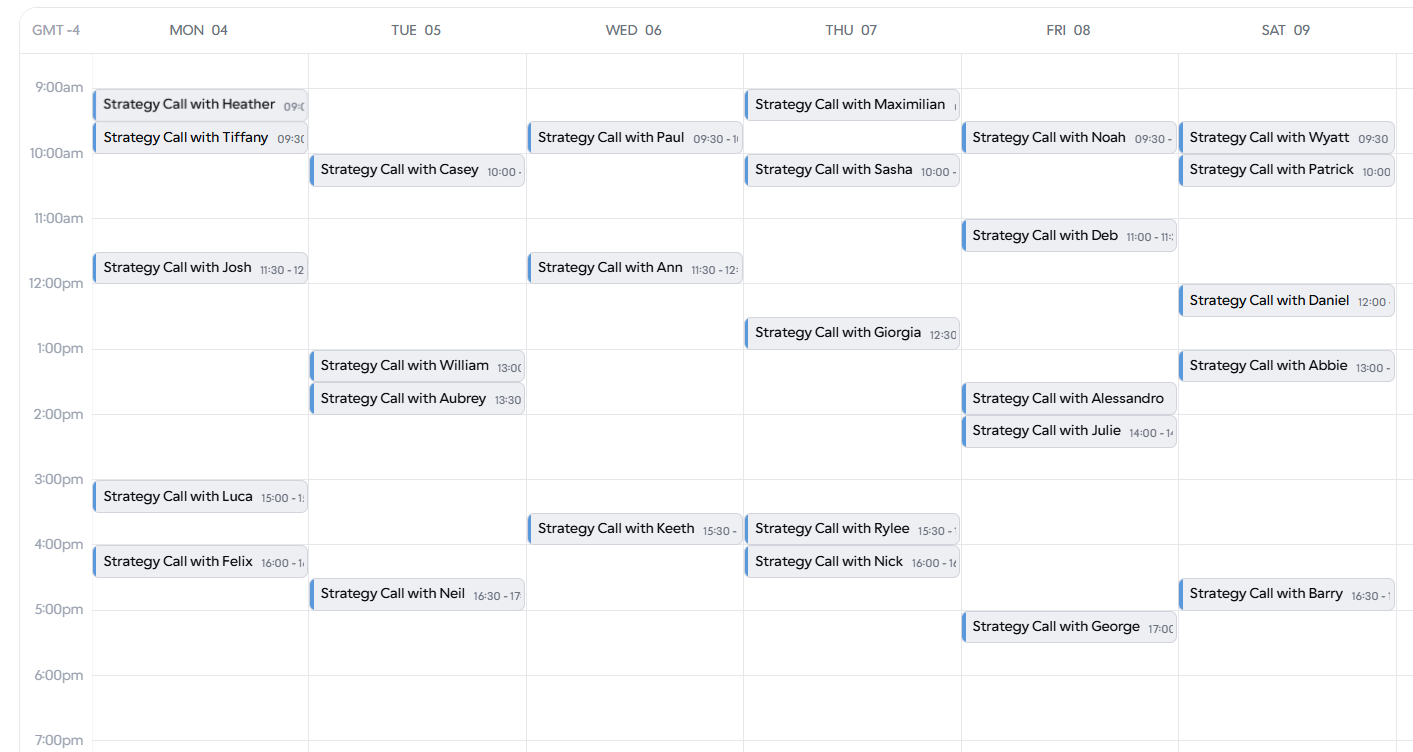 SimplyOutbound strategy calls fully booked on cal.com calendar